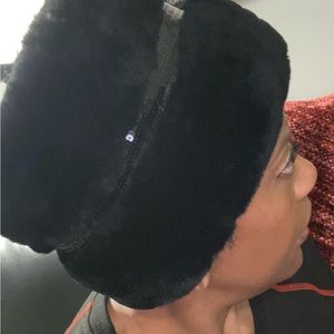 Black Faux Fur Ugg Hat